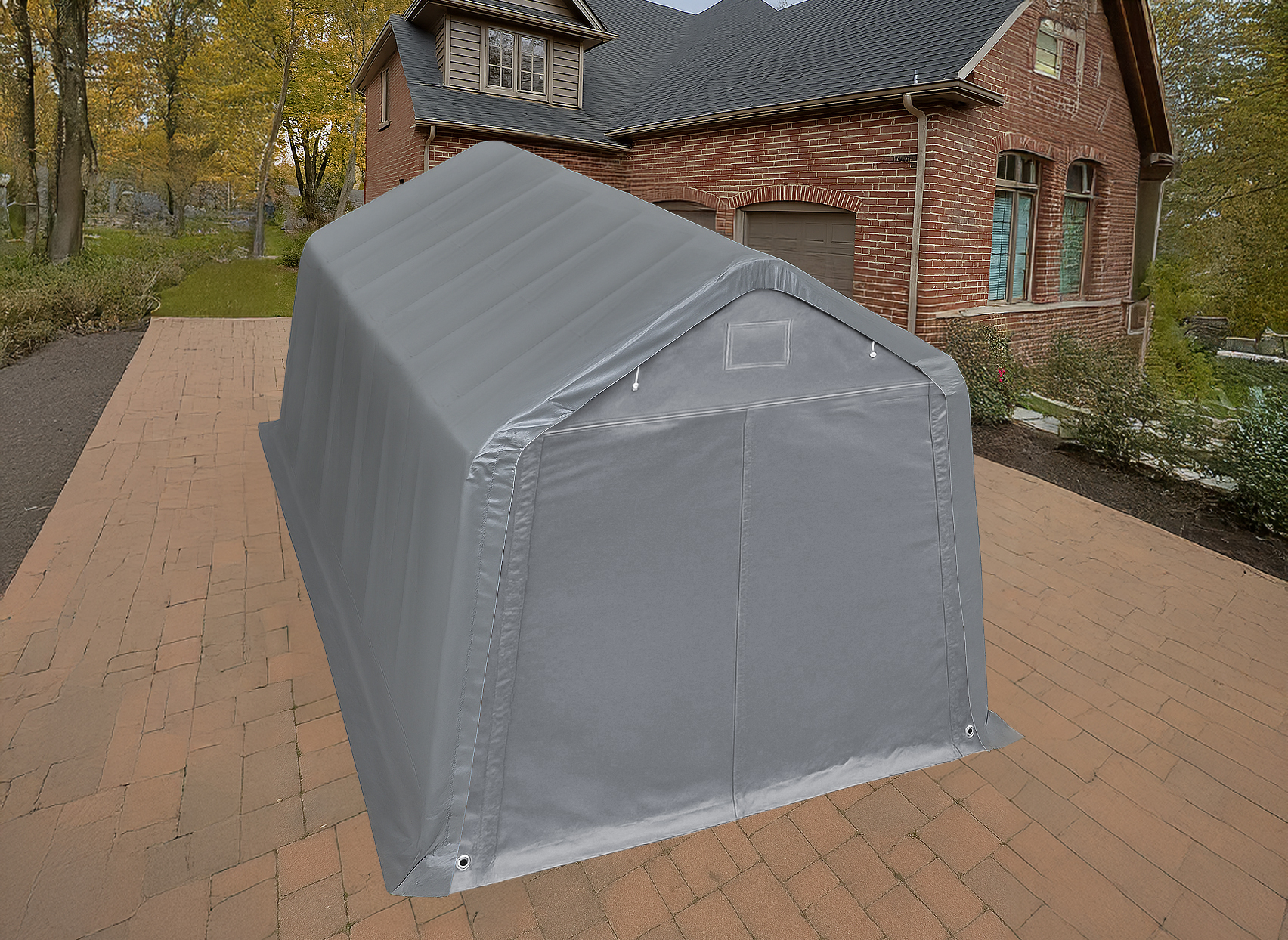 3.3×7.2m Grey PVC 800 Carport-2