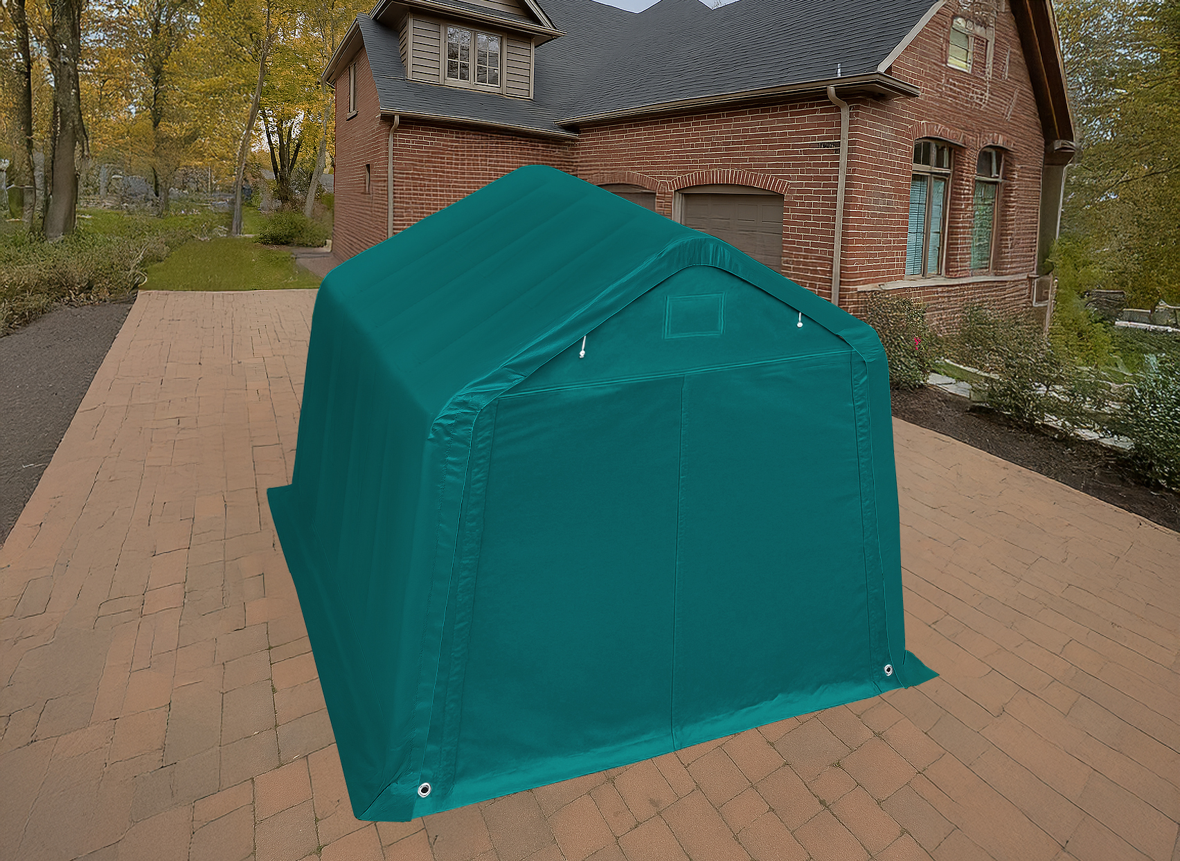 3.5x5m Green PVC 800 Carport-2