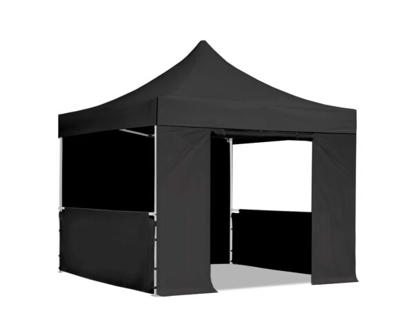 3x3m-Gazebo-OpenDoor-HalfWall-Black 3x3m-Gazebo-OpenDoor-HalfWall-Black