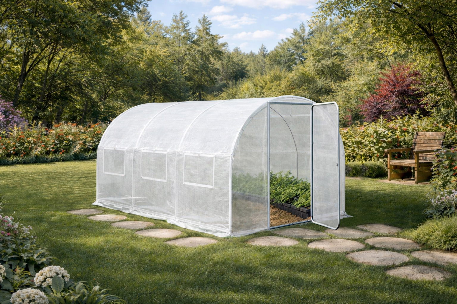 2x3m White Poly Tunnel Opened 2x3m White Poly Tunnel Opened