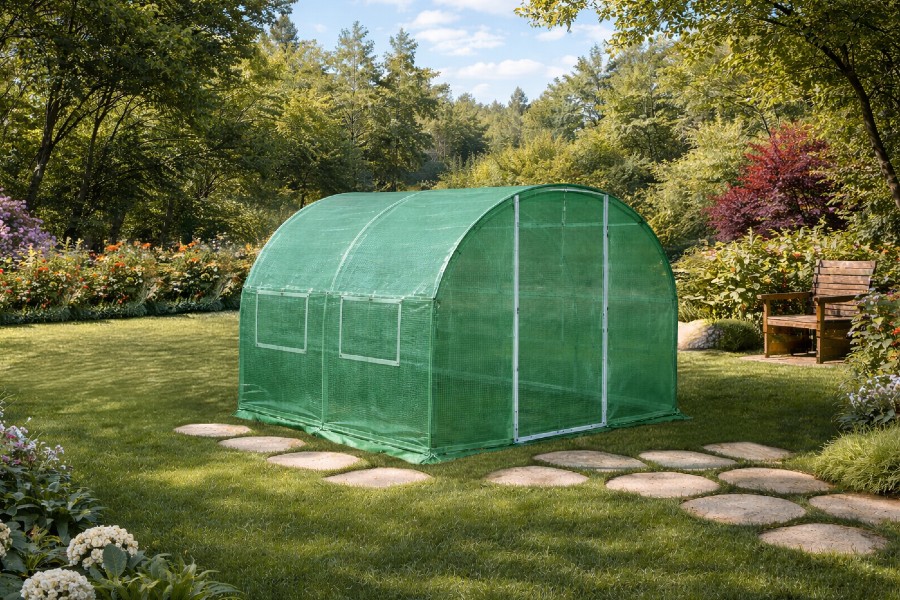 3x4m Green poly tunnel shut door green