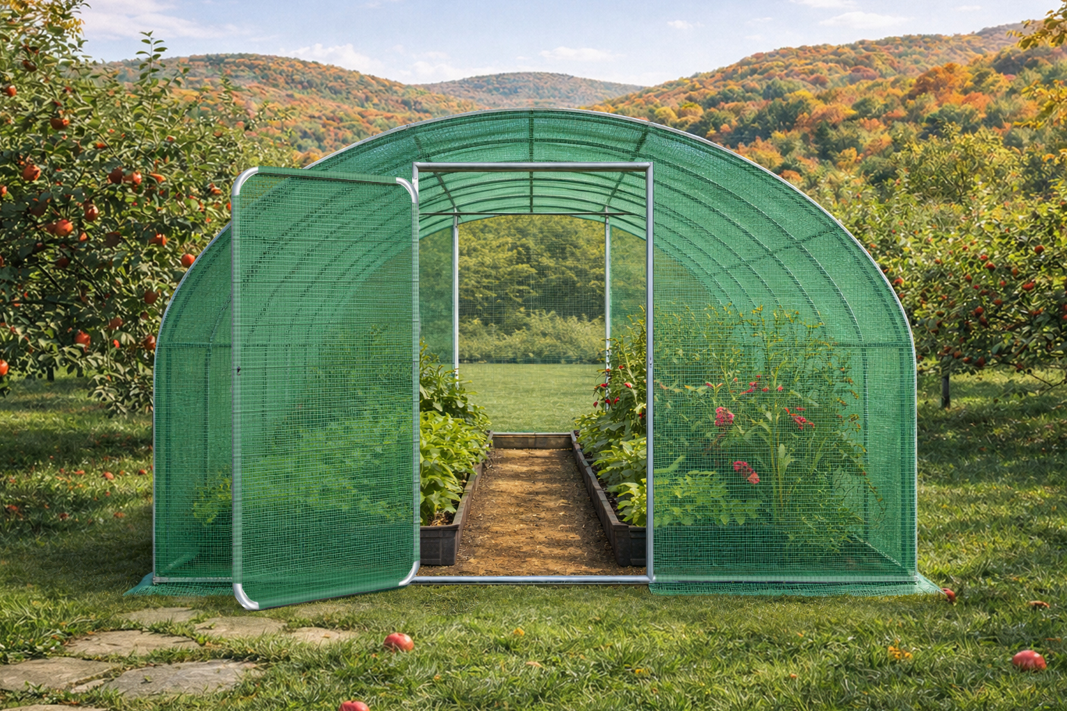 3x8m Front Open Green