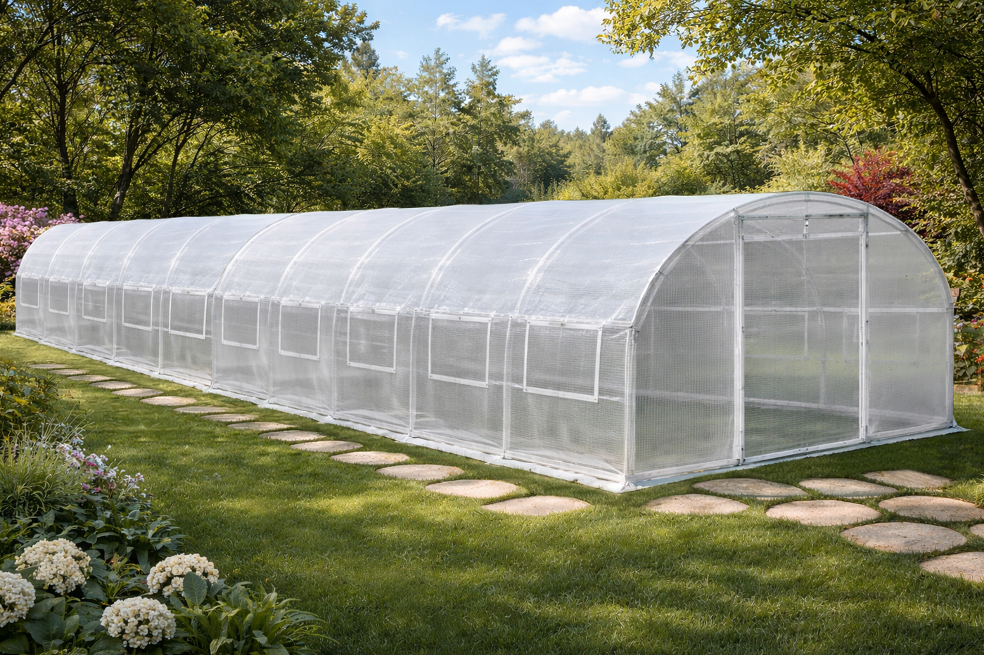 4x10m White closed poly tunnel