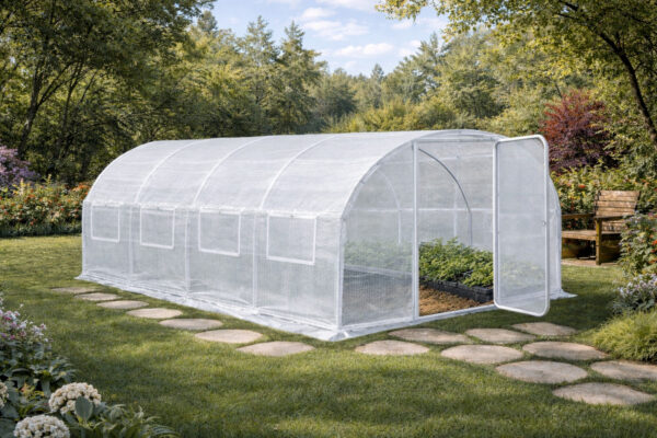 3x4m White poly tunnel open door