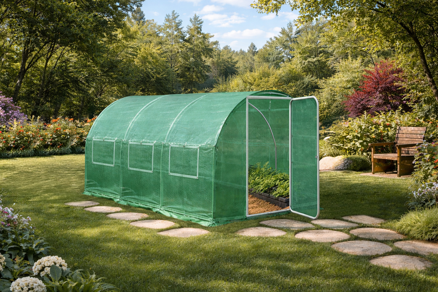 2x3m Green Poly Tunnel Opened 2x3m Green Poly Tunnel Opened