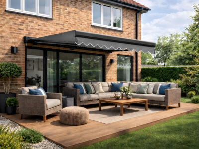 2.95x2m Grey Fabric Manual + Electric Crank Open Style Sunshade Awning