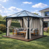 3x3m Garden Gazebo Polycarbona roof Black frame, with Baige curtain (2) 3x3m Garden Gazebo Polycarbona roof Black frame, with Baige curtain (2)