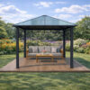 3x3m Garden Gazebo Polycarbonate roof Black frame (1) 3x3m Garden Gazebo Polycarbonate roof Black frame (1)
