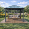 3x3m Garden Gazebo Polycarbonate roof Grey frame (1) 3x3m Garden Gazebo Polycarbonate roof Grey frame (1)