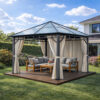 3x3m Garden Gazebo Polycarbonate roof Grey frame, with Baige curtain (2) 3x3m Garden Gazebo Polycarbonate roof Grey frame, with Baige curtain (2)