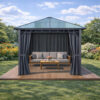 3x3m Garden Gazebo Polycarbonate roof Grey frame, with Grey curtain (1) 3x3m Garden Gazebo Polycarbonate roof Grey frame, with Grey curtain (1)