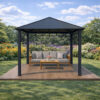 3x3m Garden Gazebo Steel roof Black frame (1) 3x3m Garden Gazebo Steel roof Black frame (1)