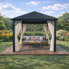 3x3m Garden Gazebo Steel roof Black frame, with Baige curtain (1) 3x3m Garden Gazebo Steel roof Black frame, with Baige curtain (1)