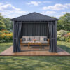 3x3m Garden Gazebo Steel roof Grey frame, with Grey curtain (1) 3x3m Garden Gazebo Steel roof Grey frame, with Grey curtain (1)