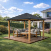 3x3m Garden Gazebo Steel roof Wood Effect frame (2) 3x3m Garden Gazebo Steel roof Wood Effect frame (2)