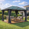 3x4m Garden Gazebo Polycarbonate roof Grey frame, with Grey curtain (1) 3x4m Garden Gazebo Polycarbonate roof Grey frame, with Grey curtain (1)