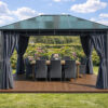 3x4m Garden Gazebo Polycarbonate roof Grey frame, with Grey curtain (2) 3x4m Garden Gazebo Polycarbonate roof Grey frame, with Grey curtain (2)