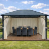 3x4m Garden Gazebo Steel roof Black frame, with Beige curtain (2) 3x4m Garden Gazebo Steel roof Black frame, with Beige curtain (2)