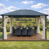 3x4m Garden Gazebo Steel roof Grey frame, with Beige curtain (1) 3x4m Garden Gazebo Steel roof Grey frame, with Beige curtain (1)
