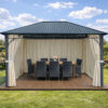 3x4m Garden Gazebo Steel roof Grey frame, with Beige curtain (2) 3x4m Garden Gazebo Steel roof Grey frame, with Beige curtain (2)