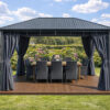 3x4m Garden Gazebo Steel roof Grey frame, with Grey curtain (2) 3x4m Garden Gazebo Steel roof Grey frame, with Grey curtain (2)