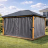 Steel roof 3×4 wood grey curtain closed side Steel roof 3×4 wood grey curtain closed side