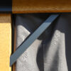 Steel roof 3×4 wood grey curtain close up Steel roof 3×4 wood grey curtain close up