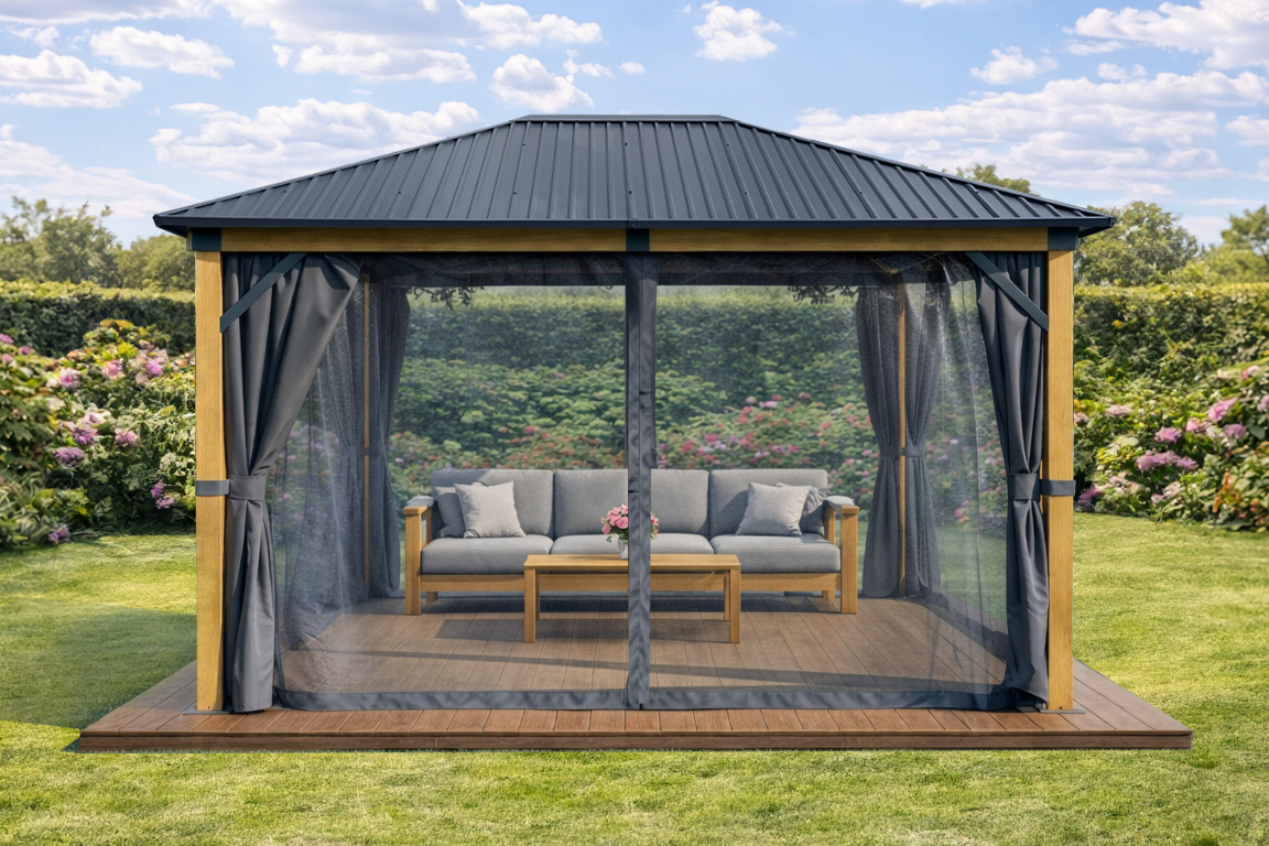 Steel roof 3×4 wood grey net grey