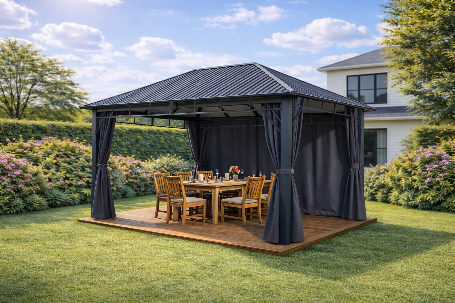 Steel roof 3×4 grey curtain