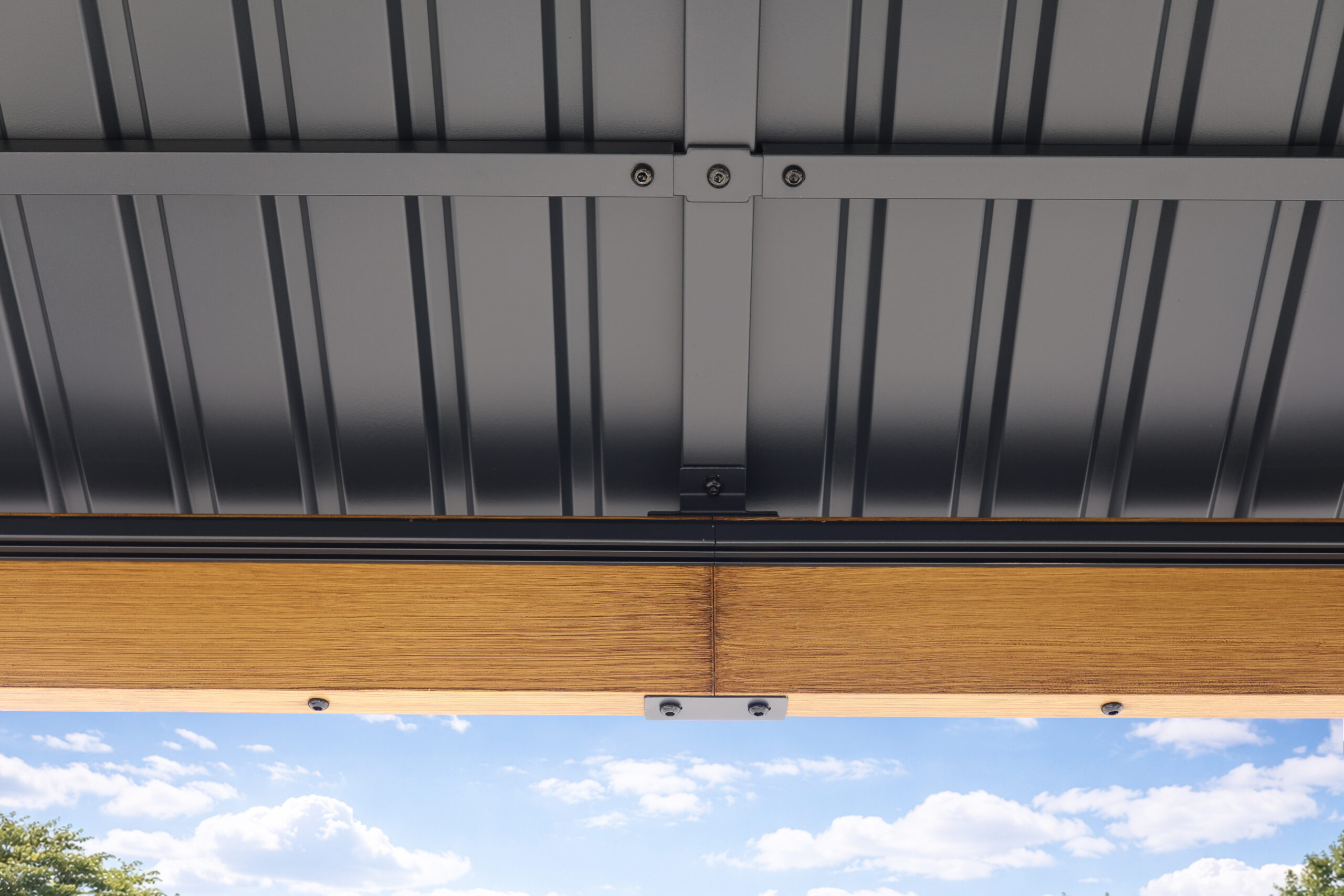 Edge of garden gazebo roof