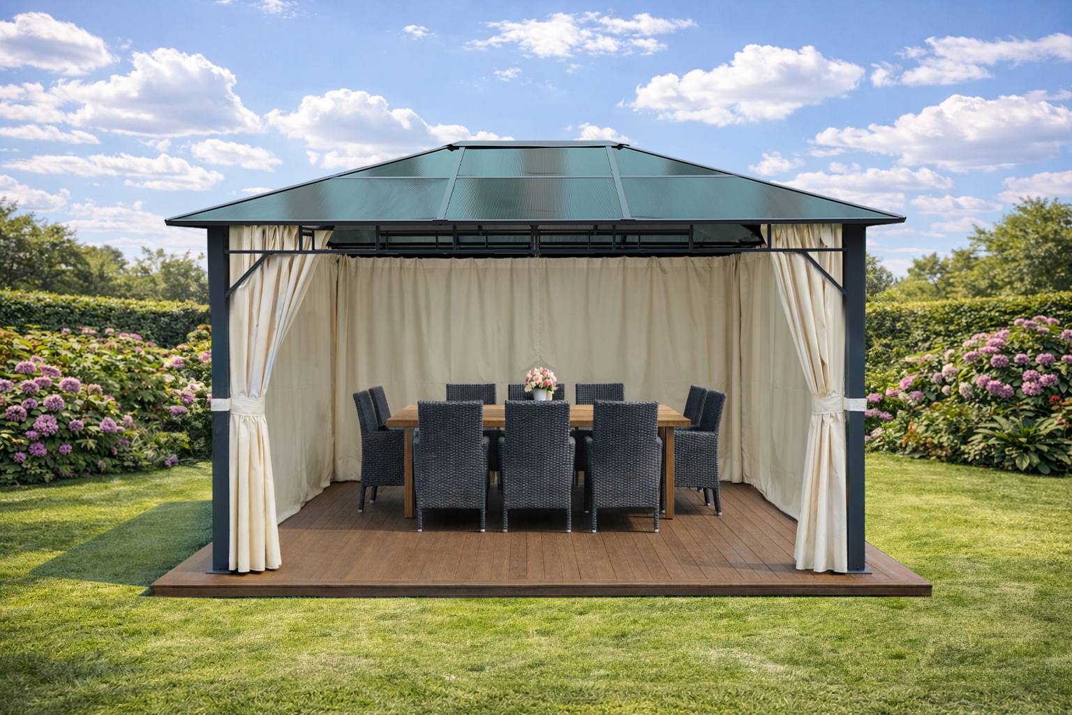 Polycarbonate roof 3×4 beige net