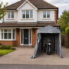 Grey Motorcycle Shelter Beside Suburban House