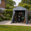 Grey PVC Garden Shed with Motorcycle